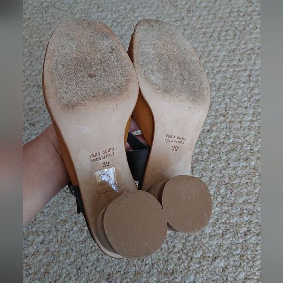 Lilimill Tan and Black two toned open toe Sandals with ankle strap size 38 - Picture 11 of 12